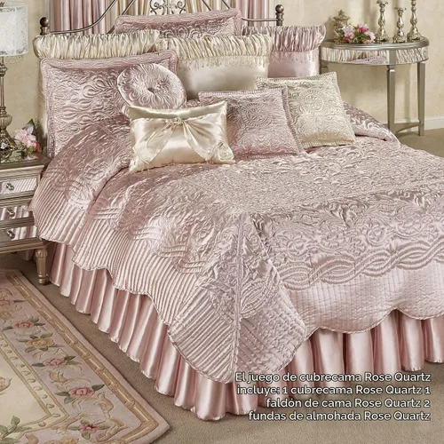 Vista 2 de Touch of Class Prima - Juego de ropa de cama acolchada Juego de colcha de cuarzo rosa Juego de 4 piezas Queen