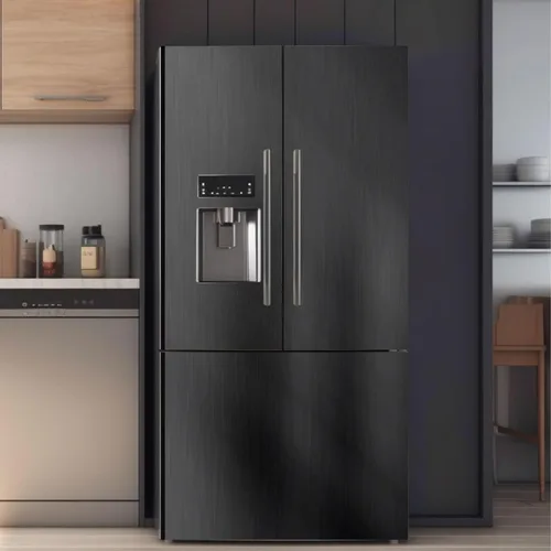 Vista 9 de Abyssaly Papel tapiz autoadhesivo negro para refrigerador Negro pulido