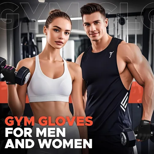 Vista 4 de Guantes de gimnasio BEACE para levantamiento de pesas, con palma de piel antideslizante para entrenamiento, fitness y culturismo para hombres