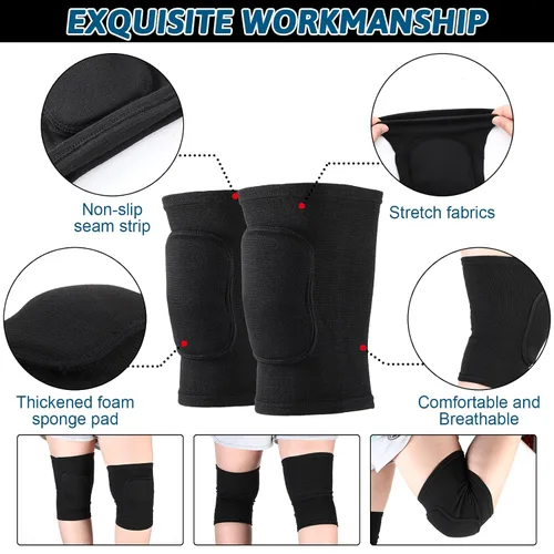 Vista 3 de Hungdao 1 juego de rodilleras de voleibol y manga para brazos, accesorios de voleibol, funda para antebrazo, codo, muñequera con almohadilla