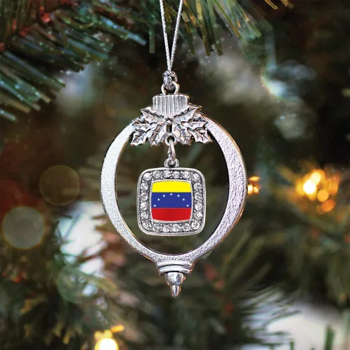 Vista 163 de Inspired Silver - Nana púrpura - Adorno de Navidad plateado - Adorno cuadrado para árbol de Navidad con circonita cúbica - Decoración colgante
