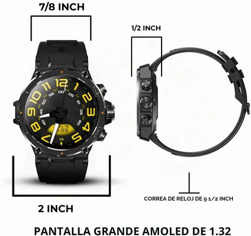 Vista 7 de ALPHAGEAR Raptor Smartwatch para hombre, reloj inteligente táctico resistente, IP69K + 5ATM resistente al agua, batería de 21 días, llamadas