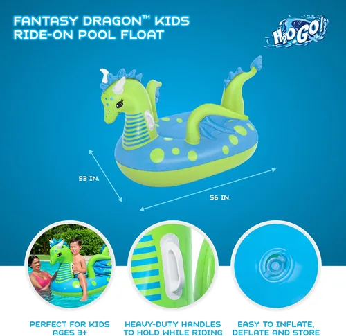 Vista 2 de H2OGO! Fantasy Dragon - Flotador de piscina para niños
