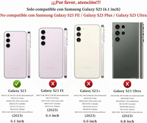 Vista 2 de Funda para Samsung Galaxy S23, con cubierta deslizante para cámara, protector de pantalla HD, soporte de anillo giratorio de 360°, protección