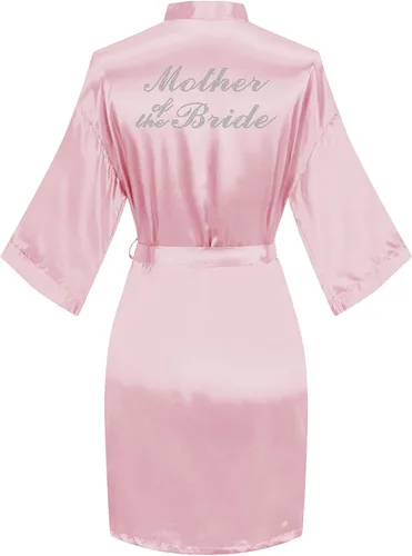 Vista 49 de Bata de boda para mujer, para novia, dama de honor, corta, de satén, kimono, batas de seda para prepararse, fiesta nupcial