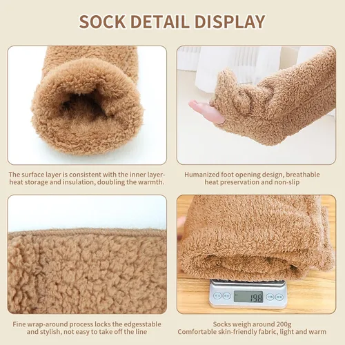 Vista 7 de GDSAFS Fuzzy Dreams - Calcetines altos hasta el muslo, The Cozy Sock Pantuflas largas Fuzzy Dreams para mujeres y hombres