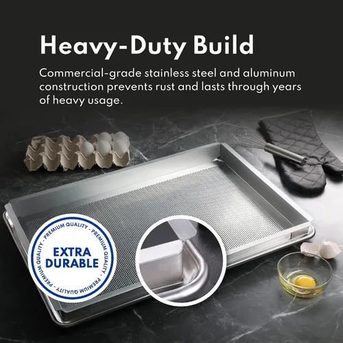 Vista 6 de New Star Foodservice Extensor de bandeja para bollo de aluminio, 9 x 13 pulgadas (tamaño de un cuarto)