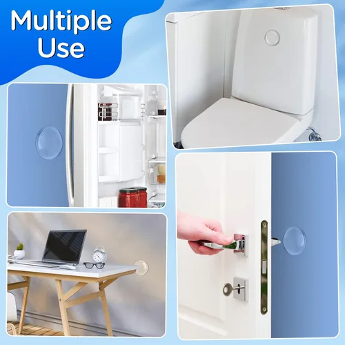 Vista 6 de YASUOA Tope de puerta de 6 piezas de tope de pared para manija de puerta, autoadhesivo, silicona transparente, protector de pared redondo, topes