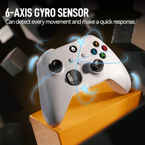 Vista 4 de Wireless Controller Compatible With Xbox One, Xbox Series XS, Xbox One XS, Windows PC, Game Controller with 2.4GHZ Adapter and Headphone Jack - White