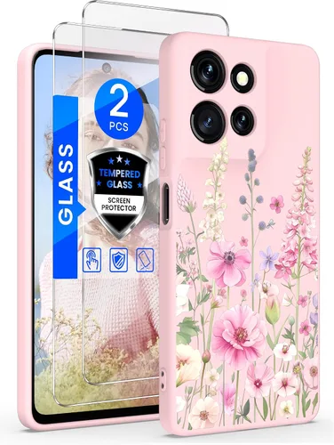 Vista 11 de Yucenx Funda para Motorola Moto G 5G 2024 de 6.6 pulgadas, funda de silicona líquida floral para niñas y mujeres, a prueba de golpes, antiarañazos