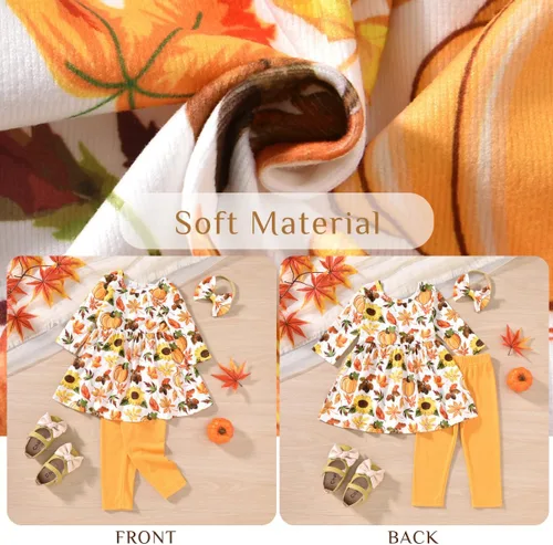 Vista 5 de Aalizzwell Traje de túnica floral para niñas pequeñas para otoño e invierno