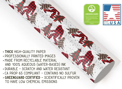 Vista 4 de Papel de regalo de lujo de Navidad con diseño de pie grande, papel de regalo grueso para árbol de Navidad, decoración de Navidad Sasquatch