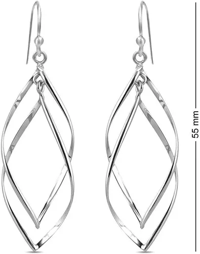 Vista 3 de Charmsy - Juego de 2 pares de aretes de plata de ley para mujer, Plata Esterlina