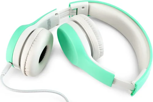 Vista 5 de Nenos - Audífonos de diadema para niños (93 dB, plegables), para computadora, con volumen limitado, para niños, plegable (menta).