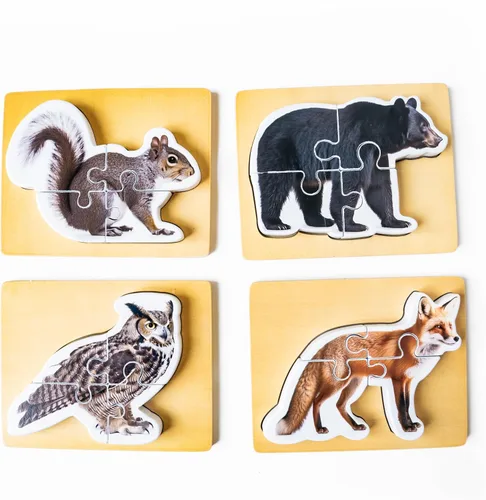 Vista 8 de Rompecabezas de madera Montessori de animales para niños de 2 años en adelante, rompecabezas realista con forma de animal de safari grueso - Juguete