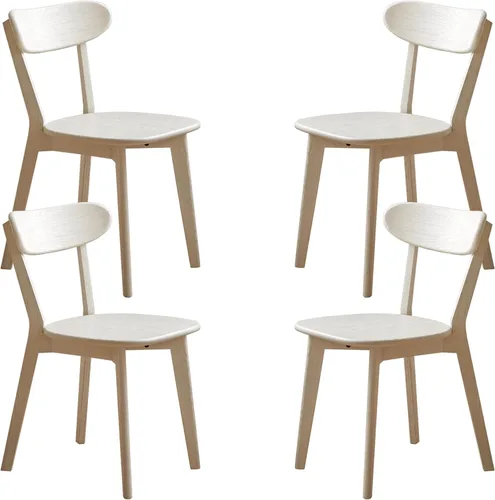 Vista 22 de Sillas de comedor de roble, sillas de cocina, silla moderna de madera maciza 100% con respaldo curvo, silla de comedor para cocina, sala de estar