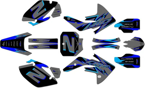 Vista 7 de Kit de gráficos para Honda CRF150R (2007-2023) Serie VIZION Azul 09 Mil - Kit de calcomanías gráficas personalizadas de carreras de motocross, sin