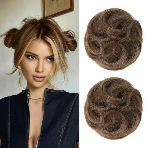 Vista 34 de REECHO Space Bun Hair Pieces, 2 piezas de mini clips de garra en moños desordenados y orejas de gato, extensiones de moño de cabello falso HB001