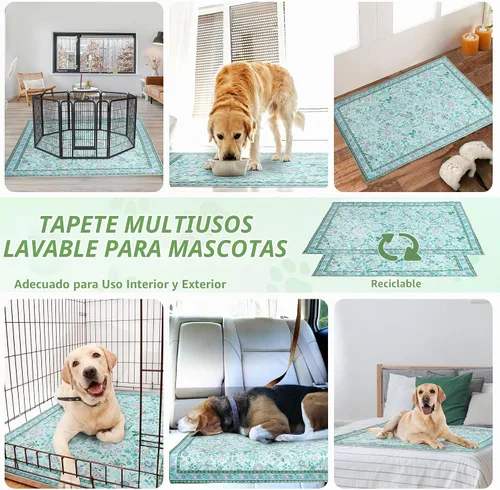 Vista 6 de Almohadillas lavables para orina para perros, paquete de 2 almohadillas reutilizables súper absorbentes para cachorros con patrones de flores Verde