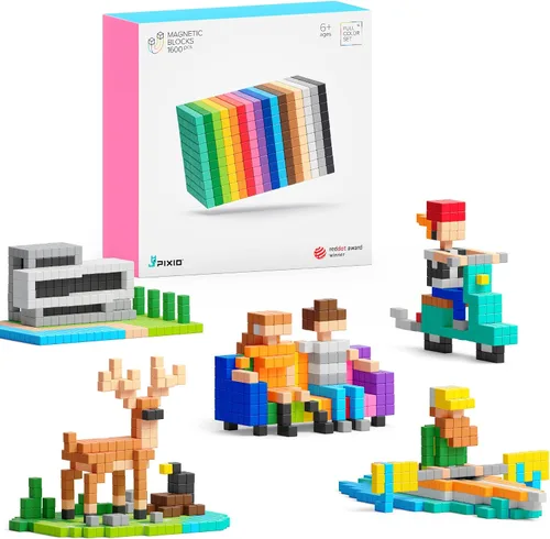 Vista 10 de PIXIO -400 piezas - Juguete de construcción de bloques magnéticos diminutos en el estilo Pixel Art con aplicación gratuita - Cubos de plástico