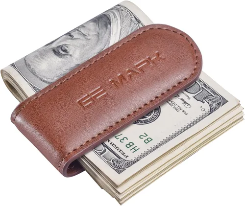 Vista 10 de Clip de cuero para dinero, imanes fuertes con capacidad para 30 billetes, para hombres, tarjetero de cuero para efectivo, caja de regalo