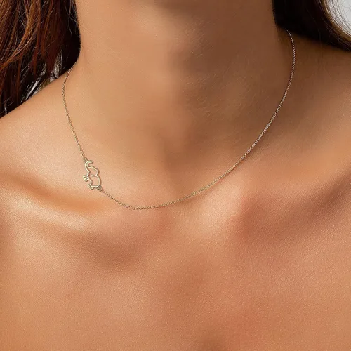 Vista 3 de EVER FAITH Gargantilla de plata de ley 925 con diseño de lado y cadena ajustable para mujeres y niñas