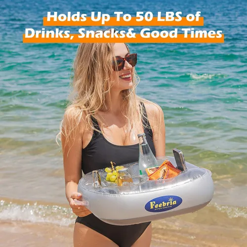 Vista 5 de Inflatable Floating Drink Holder for Pool Party Beach hot tub