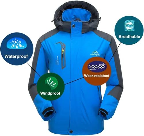 Vista 5 de Chaqueta impermeable para hombre con capucha y resistente al viento, para senderismo, pesca