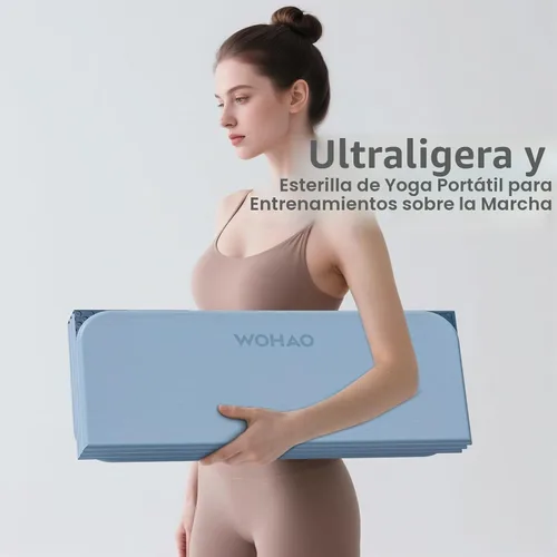 Vista 4 de Estera de Yoga de 7 Pliegues 177.8x61 cm - 1.27 cm de Grosor Estera de Ejercicio Plegable, Compacta Antideslizante de TPE para Viaje