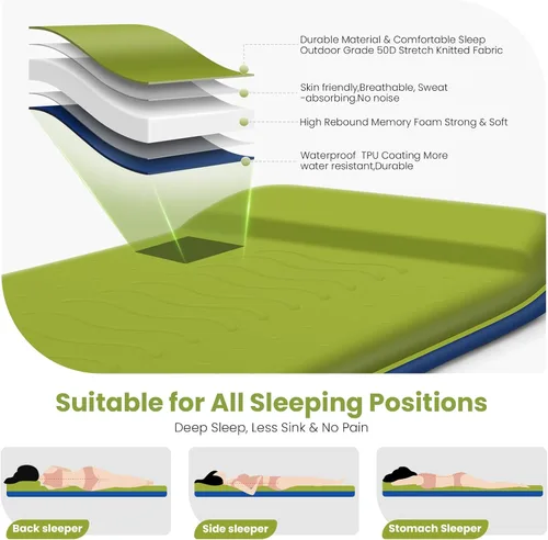Vista 3 de TEKIK Almohadilla de dormir de espuma viscoelástica autoinflable