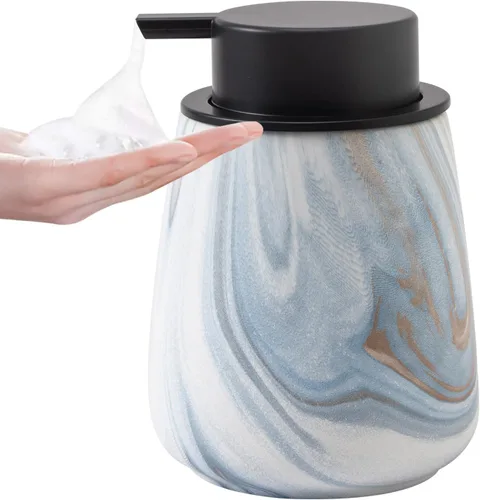 Vista 16 de Dispensador de jabón de manos de espuma de 12 onzas, dispensador de jabón espumoso negro para baño con bomba fácil de presionar, dispensador