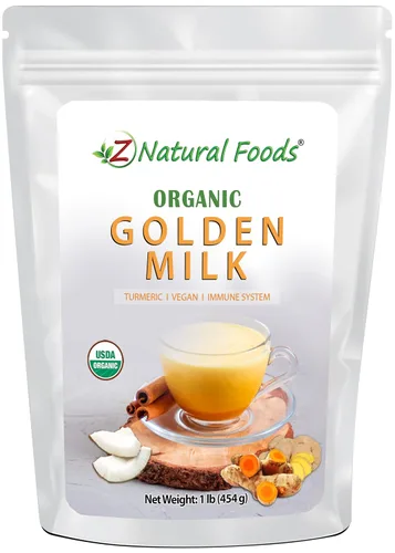 Vista 8 de Z Natural Foods Leche dorada orgánica en polvo – Mezcla de superalimentos de cúrcuma, mezcla en café, té, lattes, licuados de frutas, recetas – sin