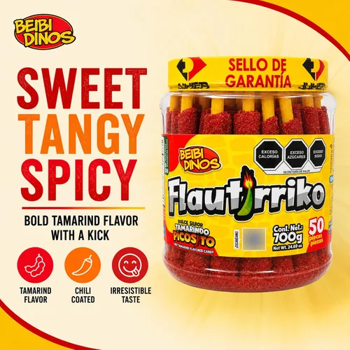 Vista 7 de Flautirriko Tarugos Tamarindo Candy Sticks 50 piezas 19.40 oz Always Fresh