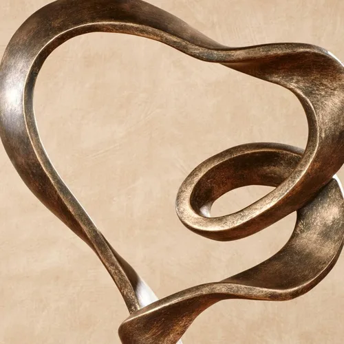 Vista 4 de Touch of Class Lifes - Escultura de mesa de viaje, oro antiguo Love Statue, Resin Abstract Heart Design, Ribbon-Like Representation, Modern Decor