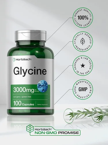 Vista 5 de Horbäach Glicina 3000mg Suplemento 100 cápsulas en polvo