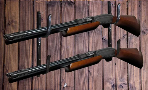 Vista 7 de Soportes para pistola – Soporte de pared para pistola – Ganchos para pistola de caza de rifles – 2 ganchos en J de metal recubierto de PVC