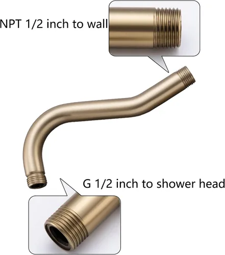 Vista 4 de SWHYGER - Extensión de brazo de ducha en ángulo de 8 pulgadas con brida, repuesto de brazo de regadera curvado de acero inoxidable SWHYGER dorado