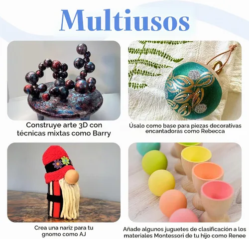 Vista 5 de Bolas de madera pequeñas de 1-3/4 pulgadas, paquete de 10 bolas de madera para manualidades y proyectos de bricolaje, bolas de madera de abedul