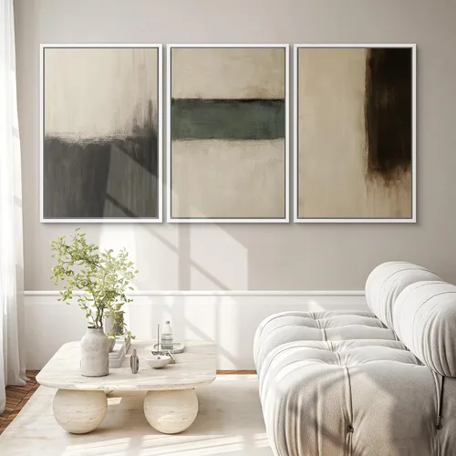Vista 114 de SIGNWIN Lienzo enmarcado para pared, juego de arte pastel con cadena montañosa, bosque, niebla, naturaleza silvestre, ilustraciones modernas, arte