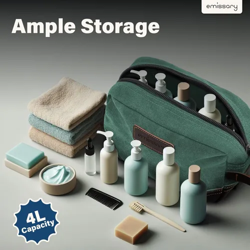 Vista 4 de emissary Neceser de viaje para hombre de cuero y lona, neceser de viaje para hombre, kit dopp de cuero y lona para hombres, bolsa de afeitar para 2