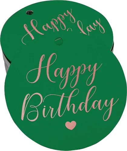 Vista 34 de Etiqueta de papel para colgar con texto en inglés «Happy Birthday» (50 unidades)