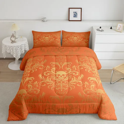 Vista 40 de Erosebridal Juego de ropa de cama damascada gótica para adultos, juego de edredón victoriano antiguo, edredón floral vintage gótico con diseño