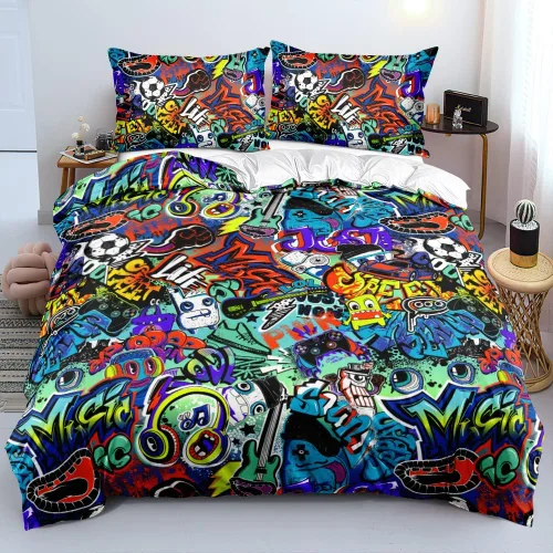Vista 8 de Juego de funda de edredón de tamaño individual con estampado 3D de Gamepad azul para niños, fundas de edredón y fundas de almohada para dormitorio