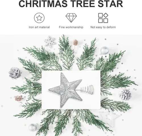 Vista 7 de KESYOO Decoración de árbol de Navidad con purpurina exquisita estrella de hierro, adorno de metal para árbol de Navidad para el hogar, bar