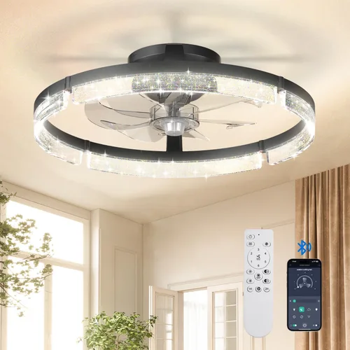 Vista 9 de addlon - Ventiladores de techo de 20 pulgadas con luces y control remoto Blanco - Estrellado