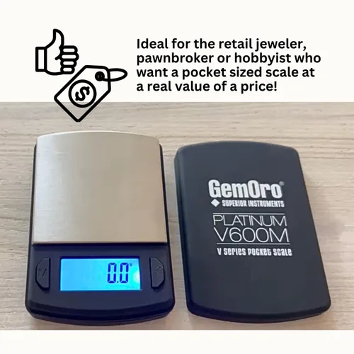 Vista 8 de GemOro Platinum V600M Mini báscula portátil duradera y precisa para encimera de joyeros Herramienta de precisión digital con lectura profesional
