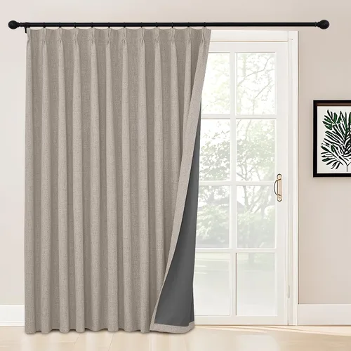 Vista 13 de StangH Cortinas Opacas con Pliegues Pinzados para Dormitorio, Cortinas de Ventana con Textura de Lino Beige con Ganchos, Aislante de Energía Neutro