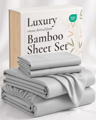 Vista 12 de Hotel Sheets Direct - Juego de sábanas 100% viscosa derivada de bambú tamaño individual - sábanas refrescantes con 1 funda de almohada 01-Blanco