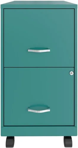 Vista 9 de UrbanPro Archivador móvil de metal de 18 pulgadas con 2 cajones, acabado azul, suspensión de deslizamiento suave, almacenamiento de letras