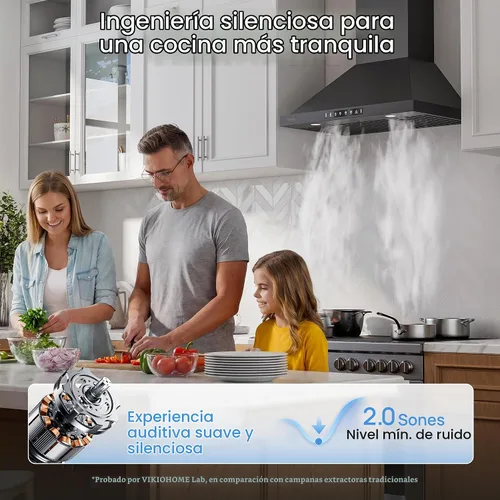 Vista 5 de VIKIO HOME Campana extractora negra para montaje en pared de 30 pulgadas, campana extractora de cocina de acero inoxidable 980 CFM con conducto/sin